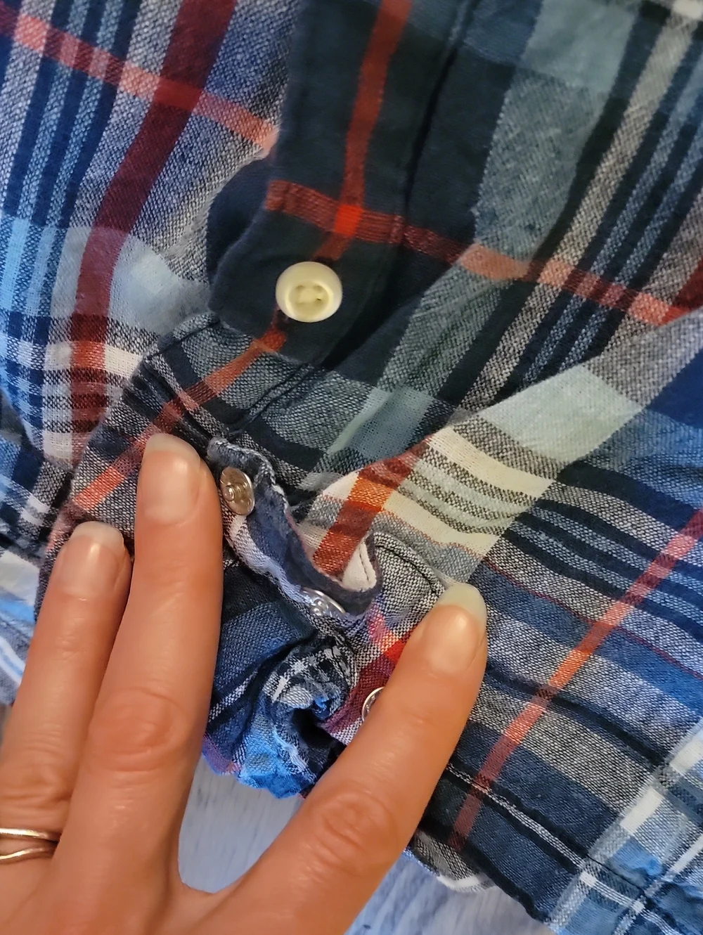Ralph Lauren Blue Plaid Button-Up Kids Onesie